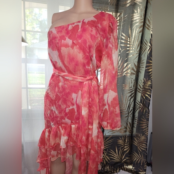 Gianni Bini Vibrant Pink One-Shoulder Dress - Picture 15 of 15